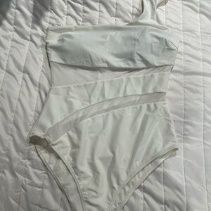 refuge Ivory Strapless Swim One-Piece with Subtle Mesh